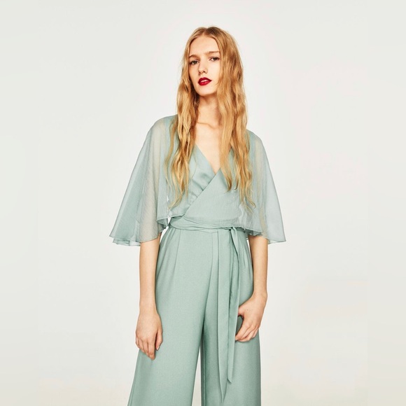 ZARA mint green jumpsuit - Picture 2 of 3